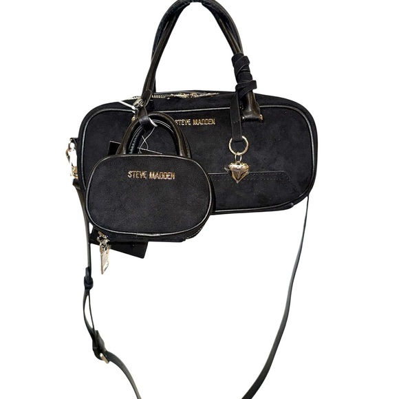 STEVE MADDEN Satchel/X-body Faux Suede Bag & “Mini Me” Matching Bag Charm - NWT - Picture 4 of 5